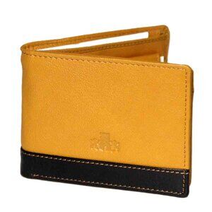 Rowallan Scotland Leather Wallet Tan Black Bifold with Coin Purse RFID Men's